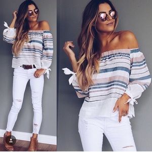 Off the shoulder striped top